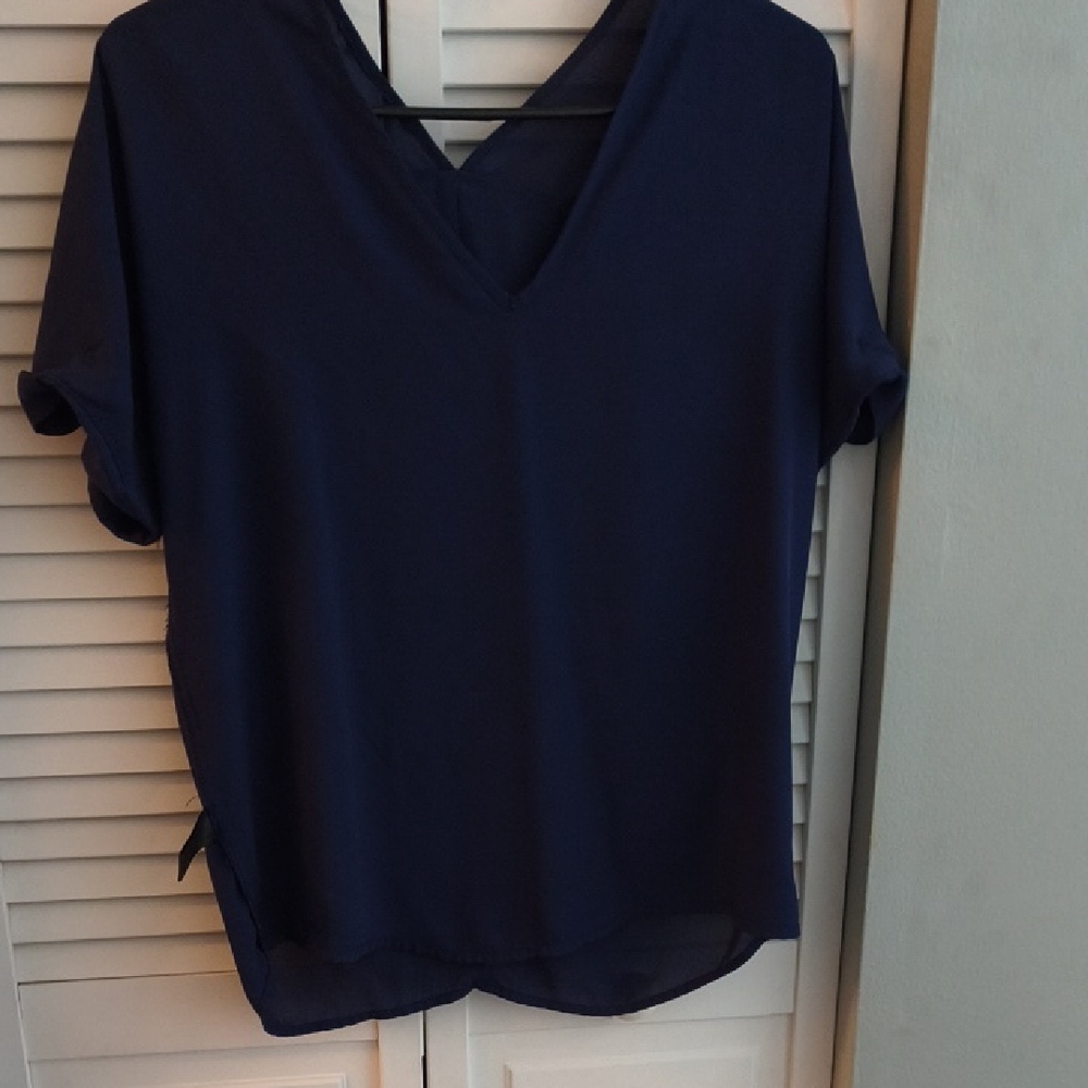 Chic Navy V-Neck Women's Blouse